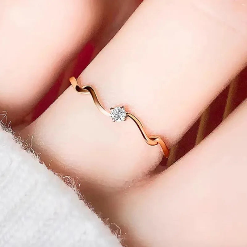 Luna Wave Solitaire Ring