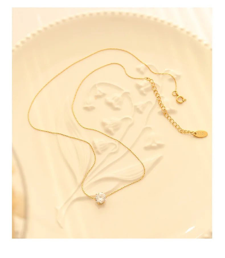 Minimalist Solitaire Pendant Necklace