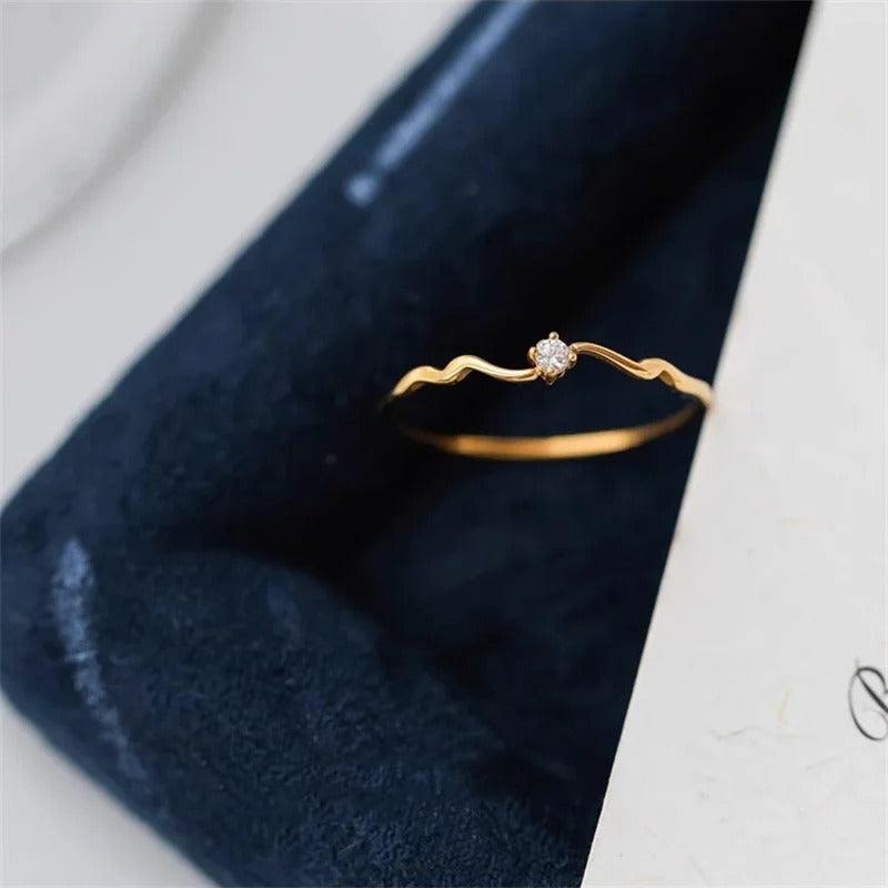 Luna Wave Solitaire Ring