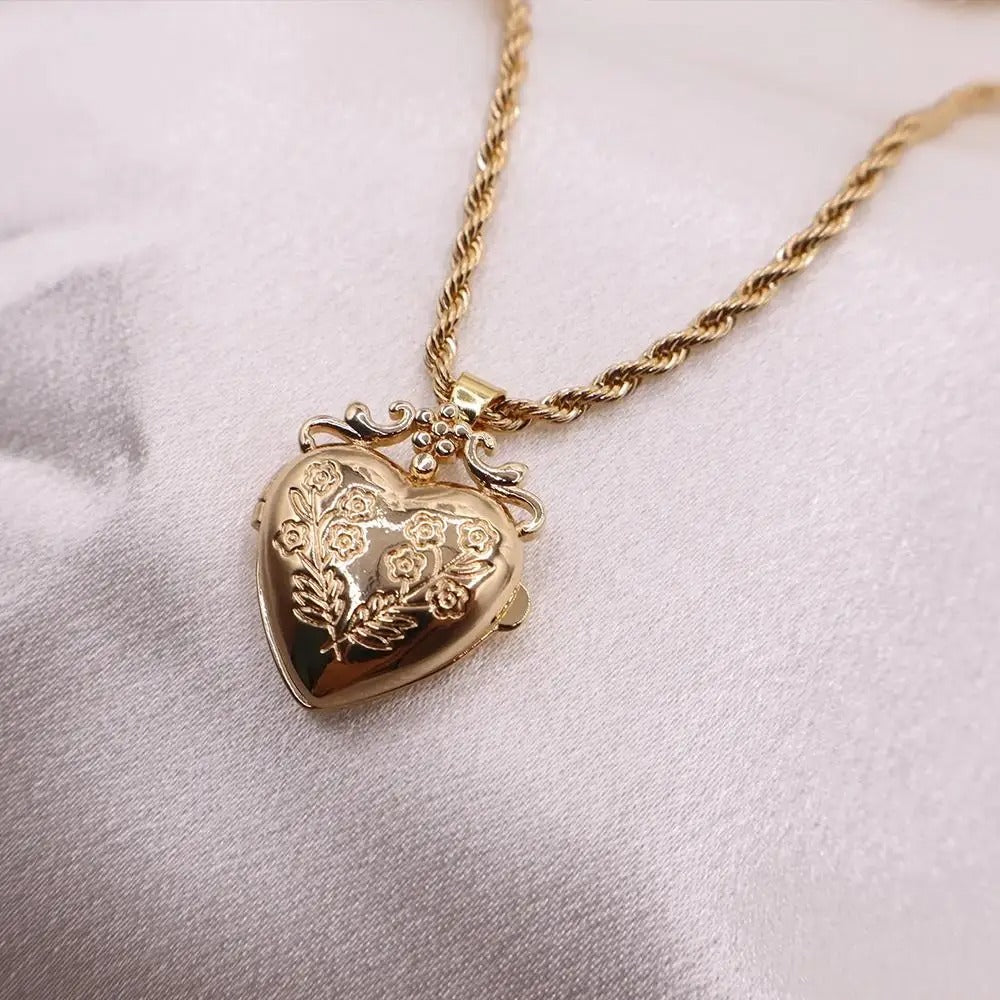 Golden Heirloom Locket Necklace