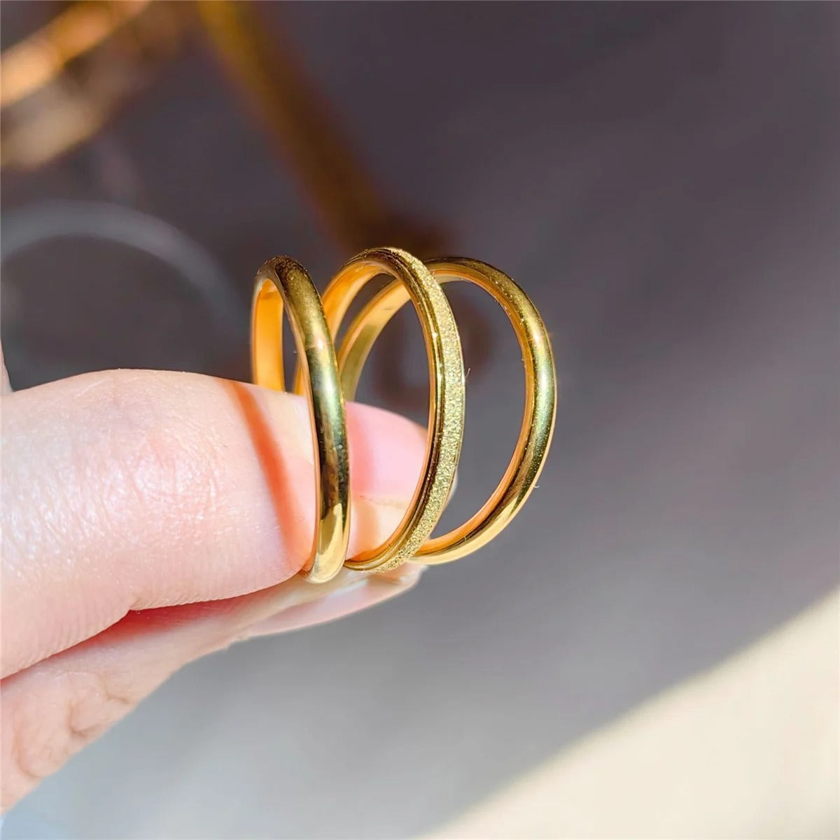 Minimalist Gold Ring (Set – 3 Pcs)