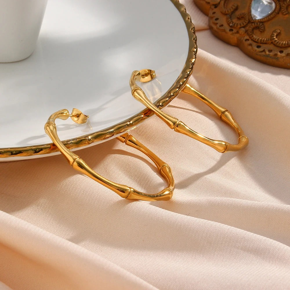 Textured Bamboo Hoop Earring