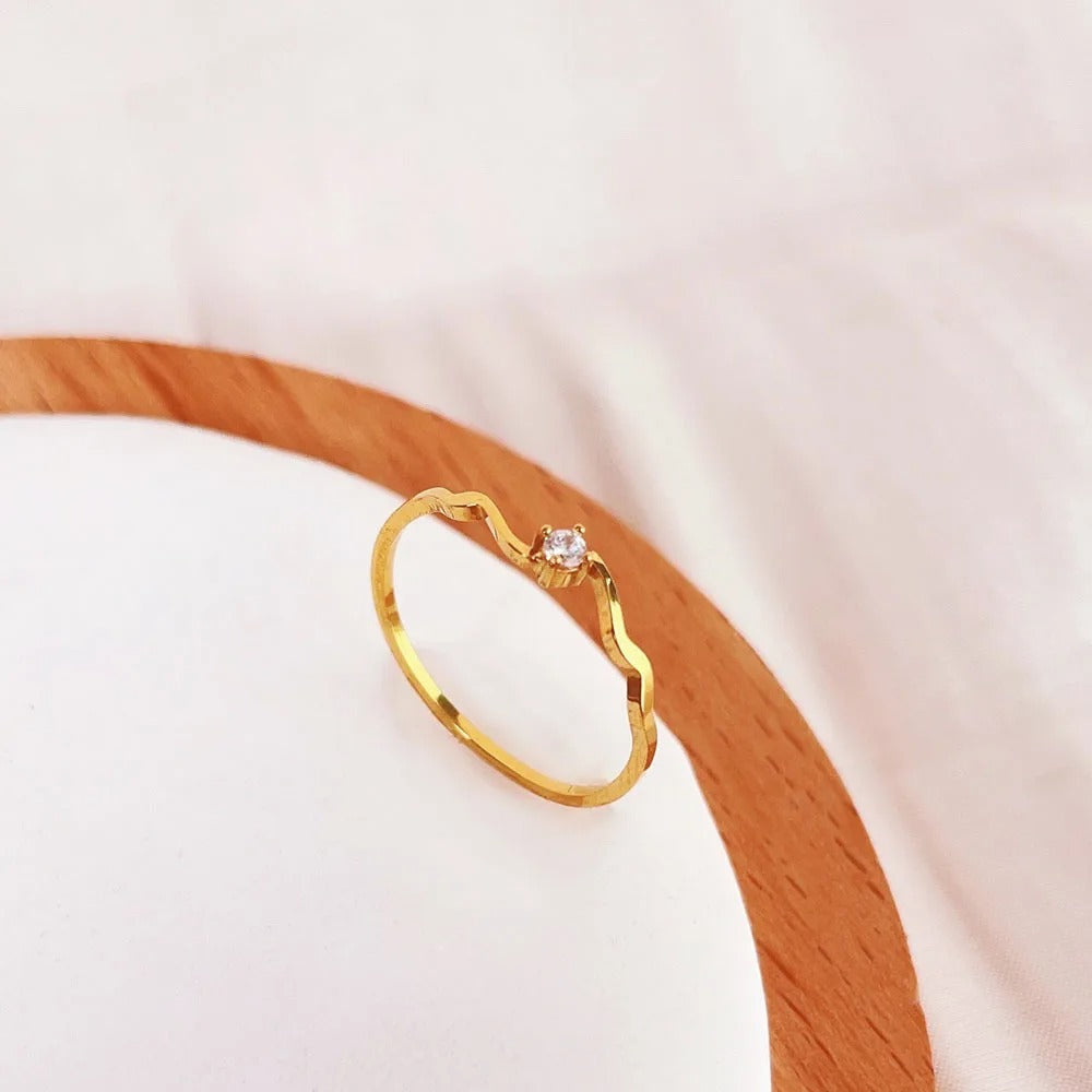Luna Wave Solitaire Ring