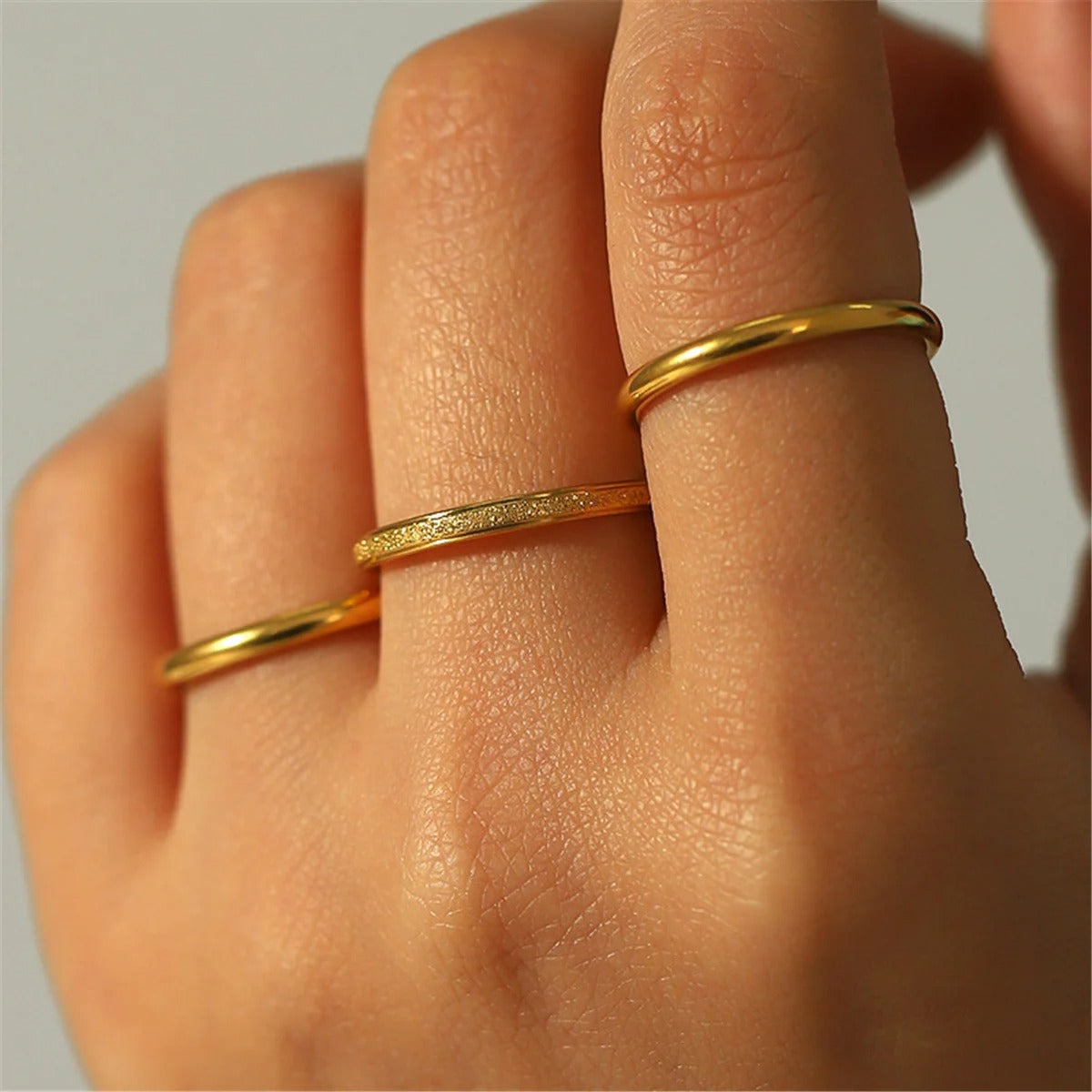 Minimalist Gold Ring (Set – 3 Pcs)