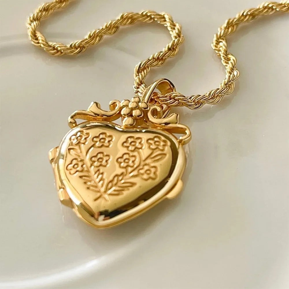 Golden Heirloom Locket Necklace