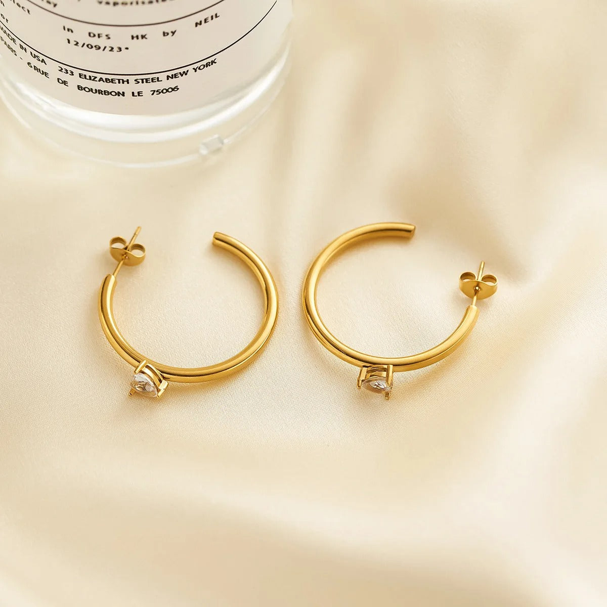 Diamond Kiss Hoop Earring
